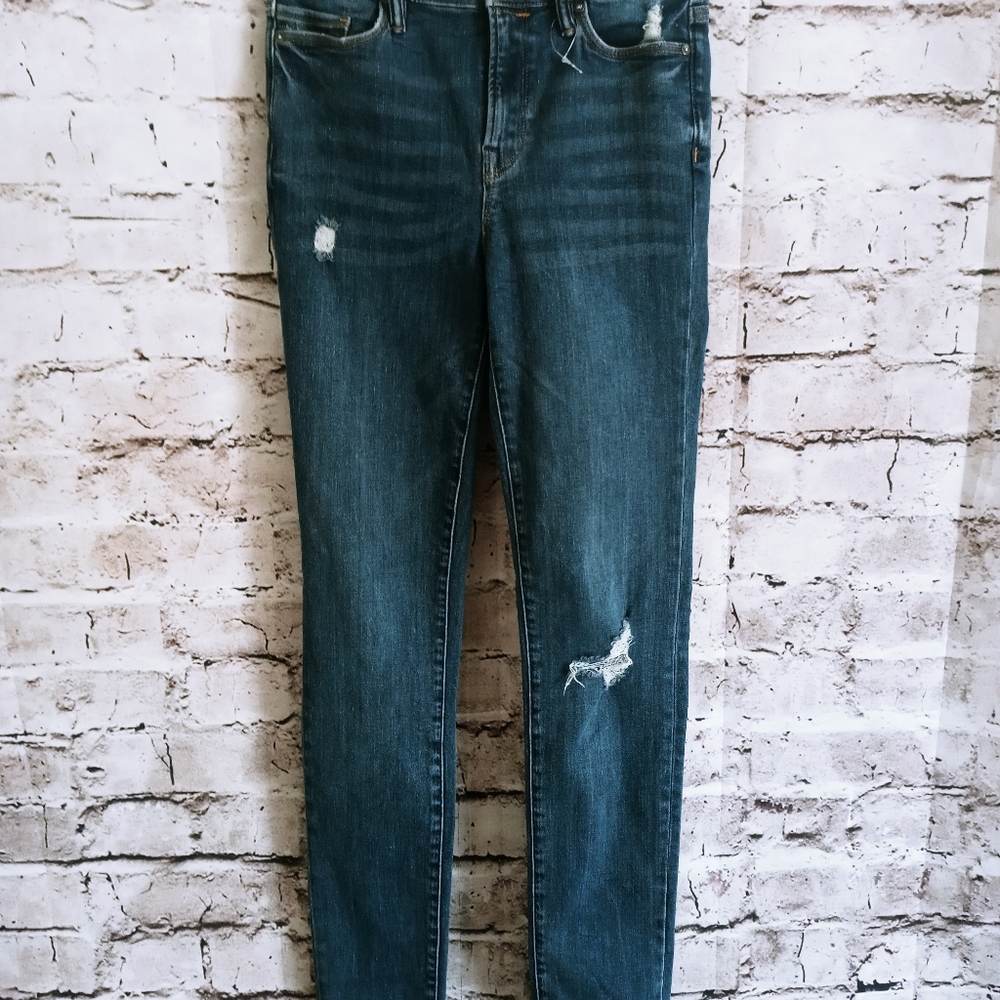 All Saints Women's Blue Grace Skinny Fit Jeans Cuffed Size 27W